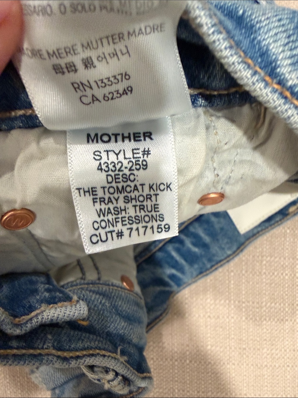 MOTHER Light Blue Distressed Denim Ankle Shorts Tomcat - Picture 3 of 4
